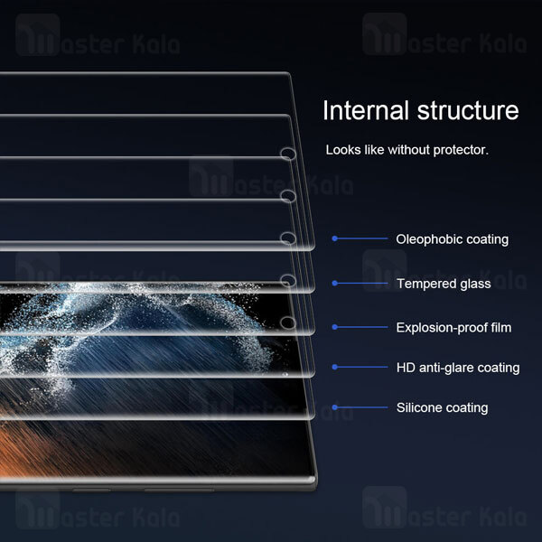 محافظ صفحه شیشه ای دورچسب تمام صفحه نیلکین سامسونگ Samsung Galaxy S22 Ultra 5G 3D CP+ Max