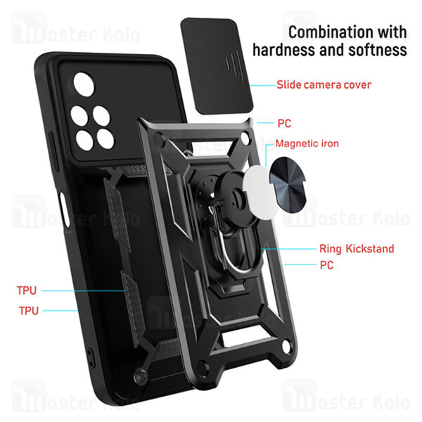 گارد محافظ ضد ضربه انگشتی Xiaomi Poco X4 Pro 5G SHUNIJA Armor Case دارای محافظ دوربین