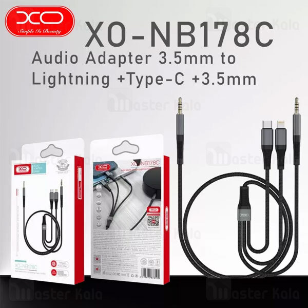 کابل انتقال صدا 3 به 1 Type C و لایتنینگ به AUX ایکس او Xo NB178C
