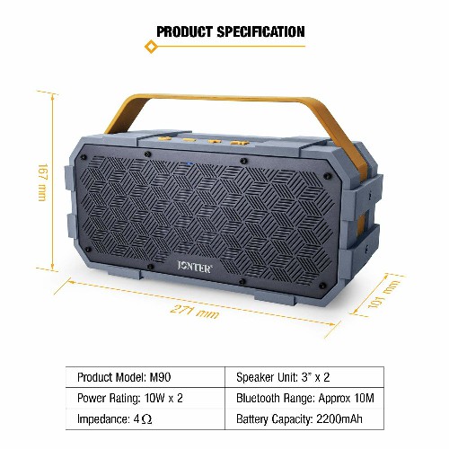 اسپیکر بلوتوث ضد آب IPX5 قابل حمل Jonter M90 Bluetooth Speaker رم خور