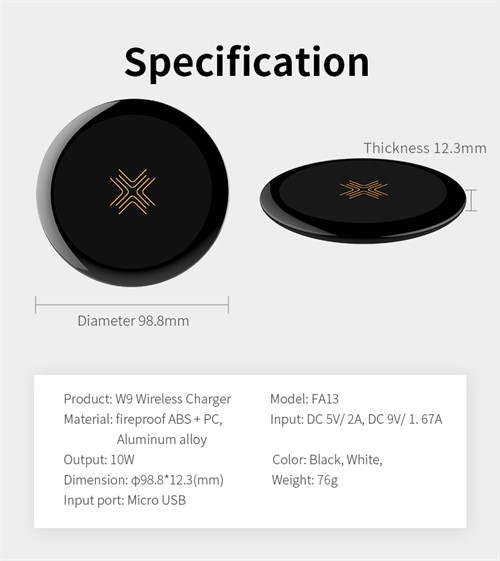 شارژر وایرلس راک اسپیس Rock Space W9 Quick Wireless Charger