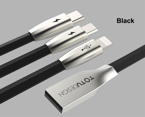 کابل سه کاره توتو TOTU LI003 Zinc Alloy USB Cable به طول 150 سانتی متر