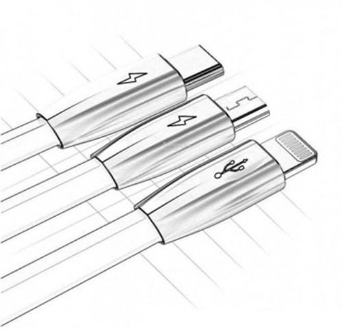 کابل سه کاره توتو TOTU LI003 Zinc Alloy USB Cable به طول 150 سانتی متر