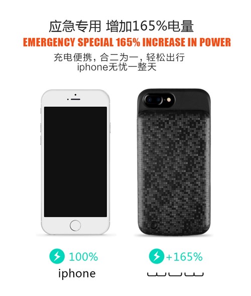 کاور و پاوربانک 5000 WUW-B08 برای Apple iPhone 7 plus/6 plus/8 plus