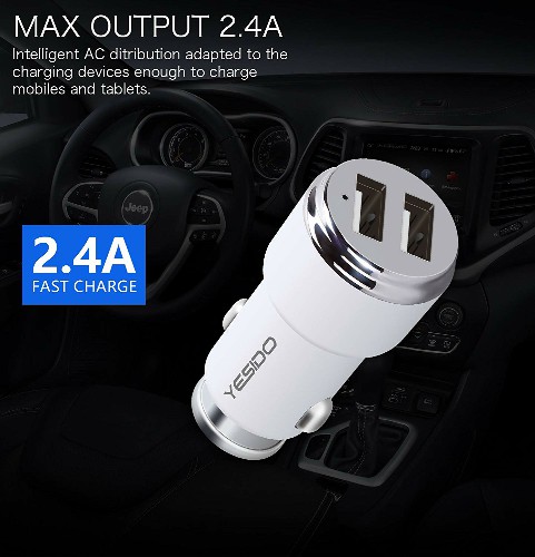شارژر فندکی اتومبیل 2 پورت یسیدو Yesido Y23 با کابل میکرو یو اس بی