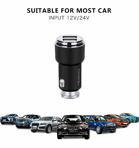 شارژر فندکی اتومبیل 2 پورت یسیدو Yesido Y23 با کابل میکرو یو اس بی