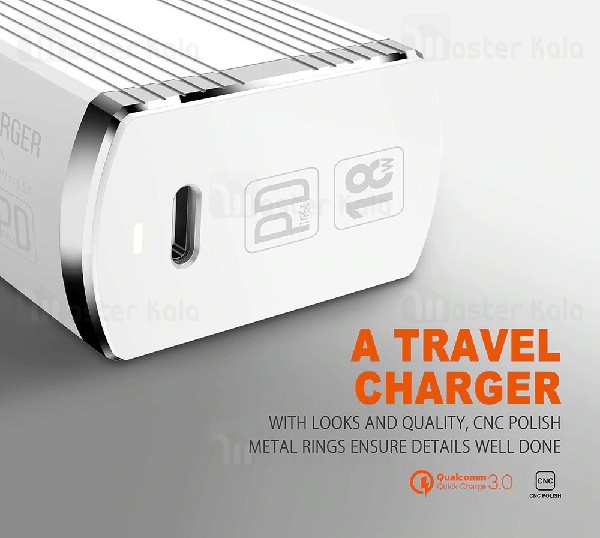 شارژر دیواری فست شارژ QC 3.0 الدینیو Ldnio A1302Q-C توان 18 وات با کابل