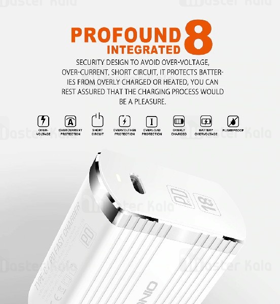 شارژر دیواری فست شارژ QC 3.0 الدینیو Ldnio A1302Q-C توان 18 وات با کابل