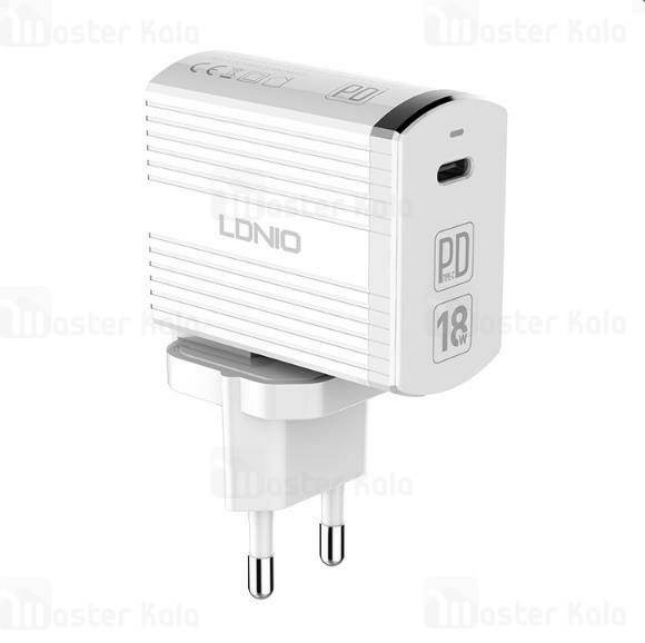 شارژر دیواری فست شارژ QC 3.0 الدینیو Ldnio A1302Q-C توان 18 وات با کابل