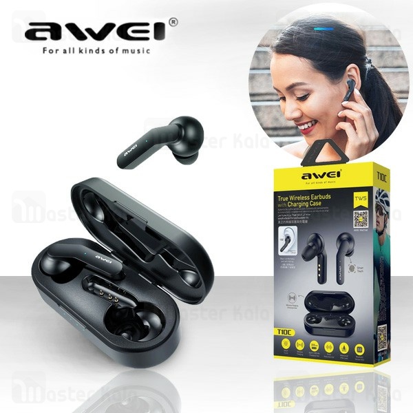 هندزفری بلوتوث دوتایی اوی Awei T10C True Wireless Earphones دارای کیس شارژ