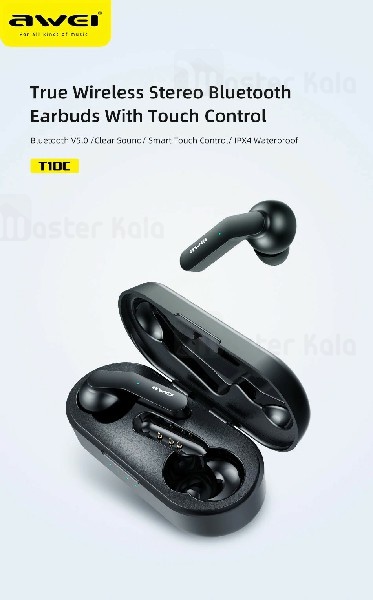 هندزفری بلوتوث دوتایی اوی Awei T10C True Wireless Earphones دارای کیس شارژ