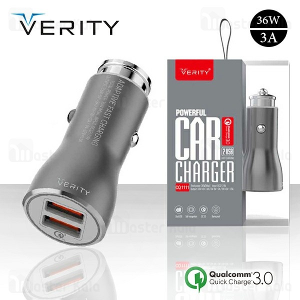 شارژر فندکی فست شارژ وریتی Verity CQ 1111 QC3.0 Car Charger همراه با کابل