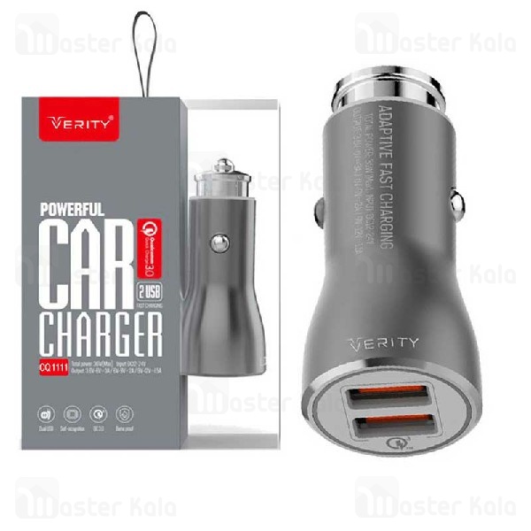 شارژر فندکی فست شارژ وریتی Verity CQ 1111 QC3.0 Car Charger همراه با کابل