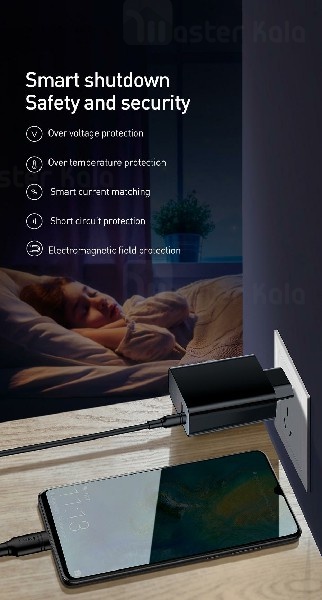 شارژر دیواری هوشمند Baseus Speed PPS smart shutdown Digital Display touch charger 45w