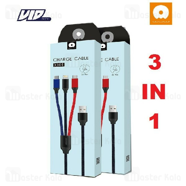 کابل سه سر WUW X101 3 in 1 Charge Cable توان 2 آمپر