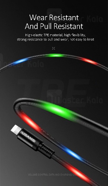 کابل لایتنینگ یوسمز USAMS SJ261 U16 Voice Control LED دارای رقص نور