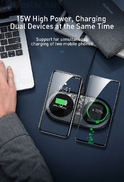 شارژر وایرلس Baseus Simple 2 in 1 Wireless Charger WXJK 15W