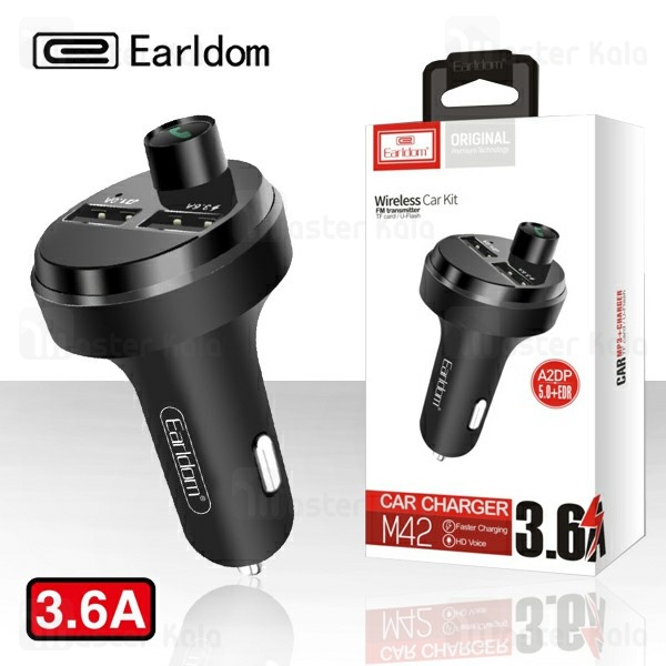 شارژر فندکی و پخش کننده بلوتوث ارلدام Earldom M42 Wireless Car Kit توان 3.6 آمپر