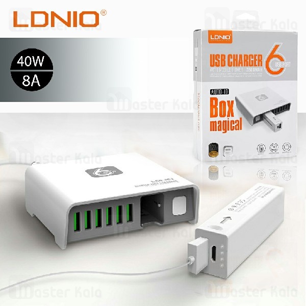 هاب شارژر 7 پورت الدینیو LDNIO A6802 Box Magical 40W همراه با پاوربانک 