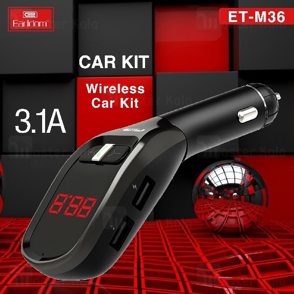 شارژر فندکی و پخش کننده بلوتوث ارلدام Earldom M36 Wireless Car Kit توان 3.1 آمپر