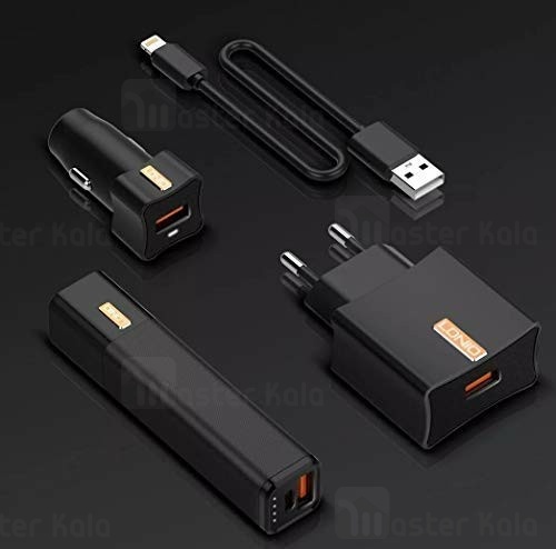 پک شارژر دیواری و شارژر فندکی و پاوربانک الدینیو LDNIO CC200 Mobile Charging Kit