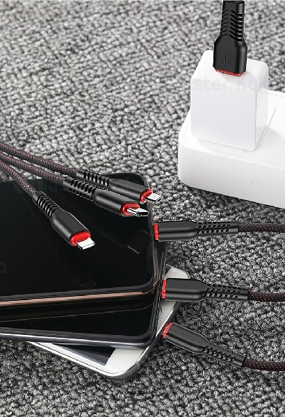 کابل سه کاره Rock RCB0734 6 in 1 Metal Braided Cable Charge 3.6A