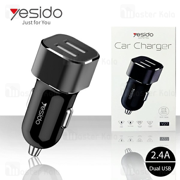 شارژر فندکی یسیدو Yesido Y27 Car Charger توان 2.4 آمپر همراه کابل