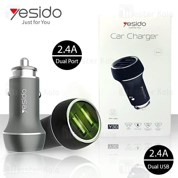 شارژر فندکی یسیدو Yesido Y30 Car Charger توان 2.4 آمپر همراه کابل