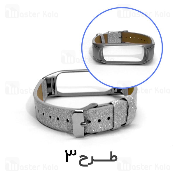 بند چرمی اکلیلی طرح دار دستبند سلامتی شیائومی Xiaomi Mi Band 3 / 4 Leather Strap