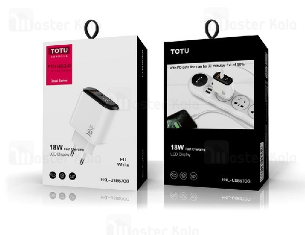 شارژر دیواری دو پورت توتو Totu HKL-USB57OG PD QC3.0 Charger 18W توان 3 آمپر