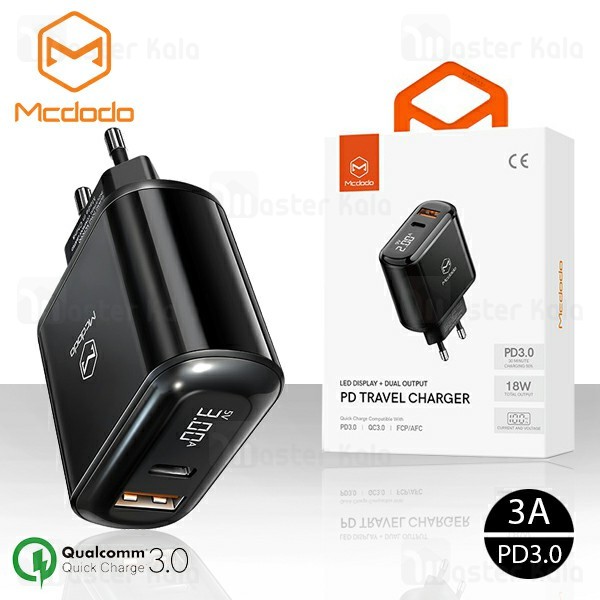 شارژر دیواری دو پورت مک دودو Mcdodo CH-717 PD QC3.0 Charger 18W توان 3 آمپر