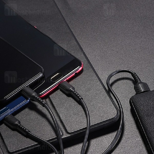 کابل سه کاره Borofone BX16 3 in 1 Cable 1m 2A