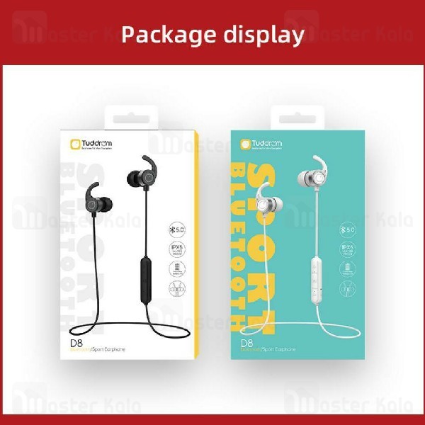 هندزفری بلوتوث تادروم Tuddrom D8 Bluetooth Earphone IPX5 طراحی مگنتی