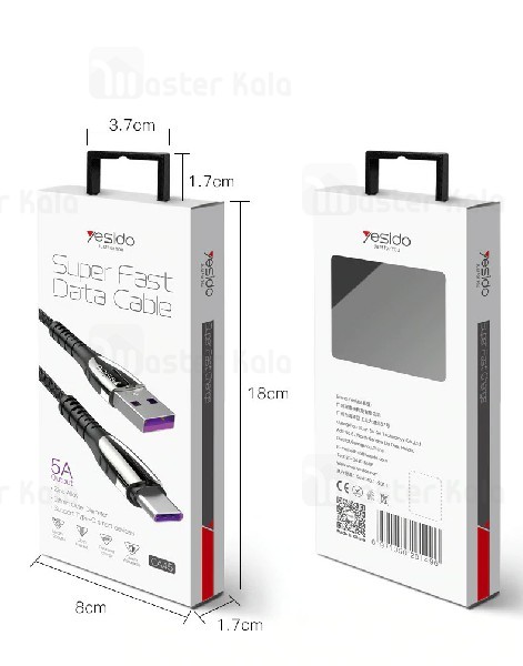 کابل Type C یسیدو  Yesido CA45 Super Fast Cable 5A سوپر شارژ QC3.0