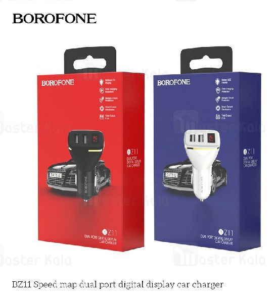 شارژر فندکی بروفون Borofone BZ11 Digital Display Car Charger توان 2.1 آمپر