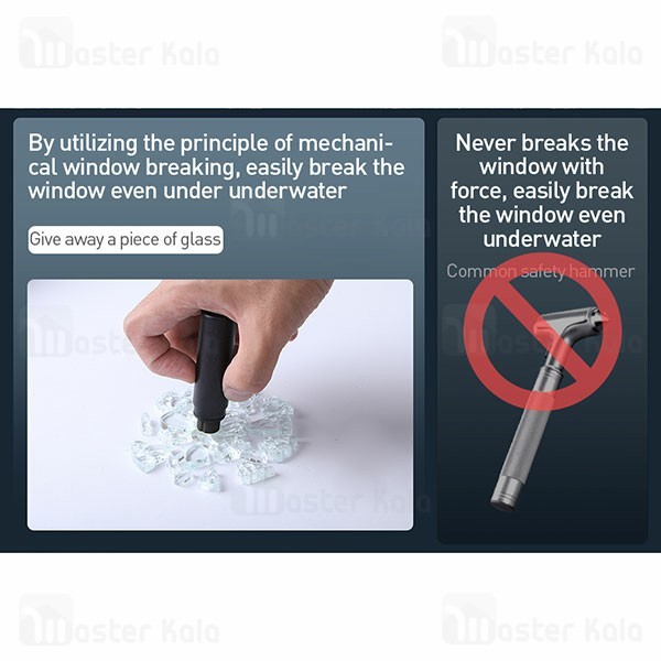 چکش اضطراری بیسوس Baseus Sharp Tool Safety Hammer CRSFH-0G دارای کاتر کمربند