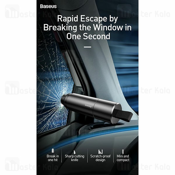 چکش اضطراری بیسوس Baseus Sharp Tool Safety Hammer CRSFH-0G دارای کاتر کمربند