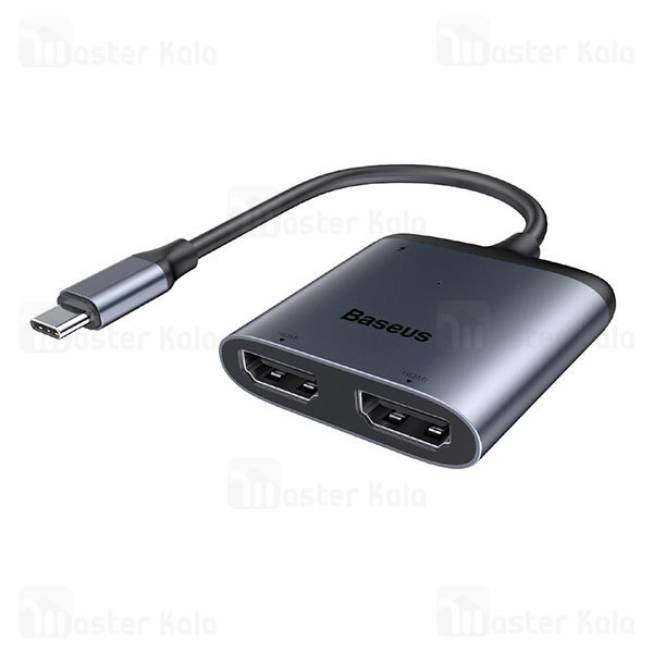 کابل تبدیل پورت Type-C به HDMI و Type-C بیسوس Baseus USB-C to 2x HDMI and USB-C PD CAHUB-I0G