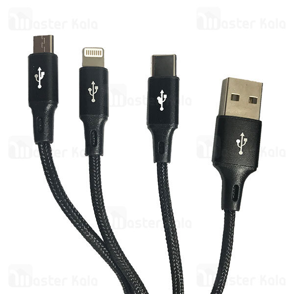 کابل سه سر باوین Bavin CB-076 3 in 1 Charging Cable توان 2.4 آمپر