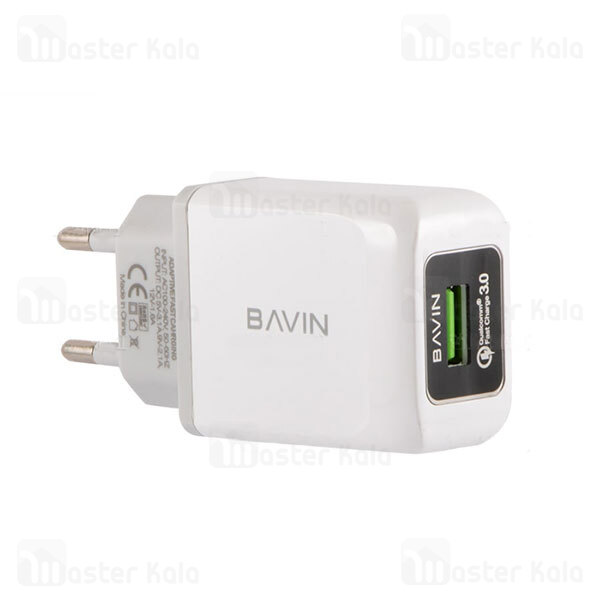 شارژر دیواری باوین Bavin PC388Y QC3 Charger توان 2.4 آمپر و همراه با کابل