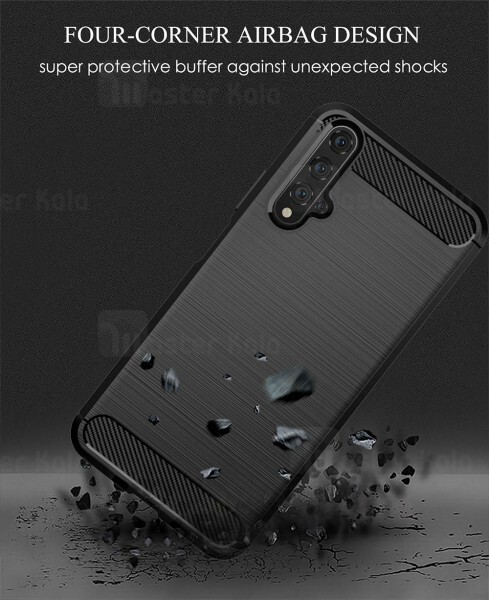 قاب محافظ ژله ای Huawei Nova 5T / Honor 20 Fiber Carbon Rugged Armor Case