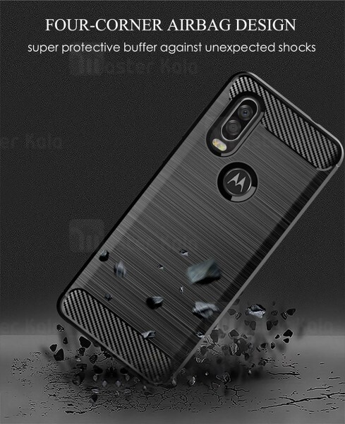 قاب محافظ ژله ای Motorola One Vision Fiber Carbon Rugged Armor Case