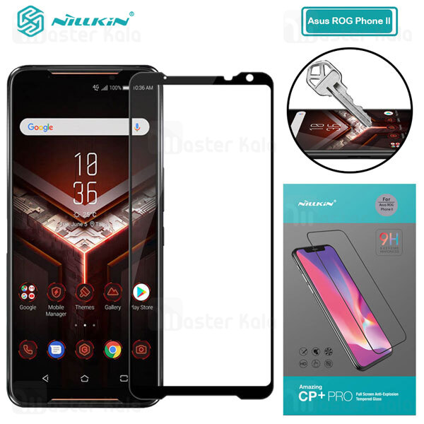 محافظ صفحه شیشه ای تمام صفحه تمام چسب نیلکین Asus ROG Phone 2 Nillkin CP+ Pro