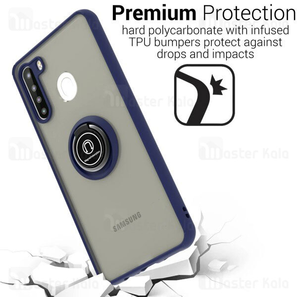 قاب مات هیبریدی انگشتی Samsung Galaxy A21 Matte Hybrid Ring Case