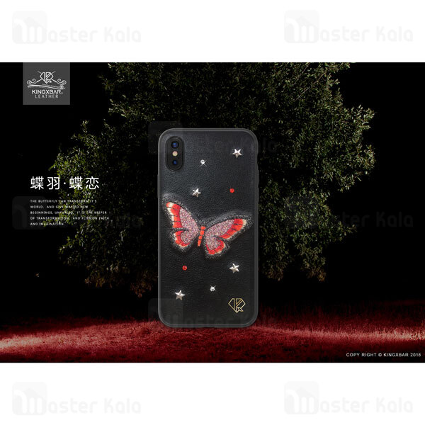 قاب چرمی آیفون Apple iPhone X / XS Kingxbar Swarovski Insect Series Butterfly