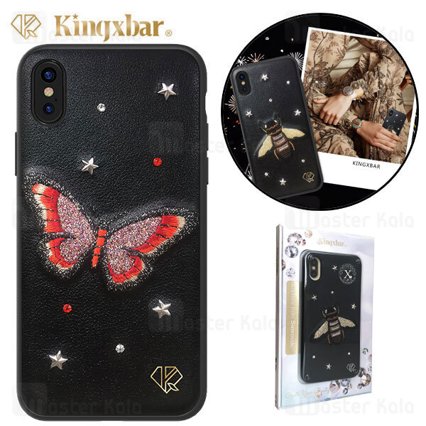 قاب چرمی آیفون Apple iPhone X / XS Kingxbar Swarovski Insect Series Butterfly