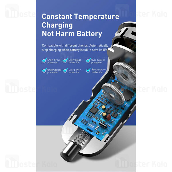 شارژر فندکی Baseus Digital Display Dual Quick Charger U+U 45W VCKX45A CCBX-B0G