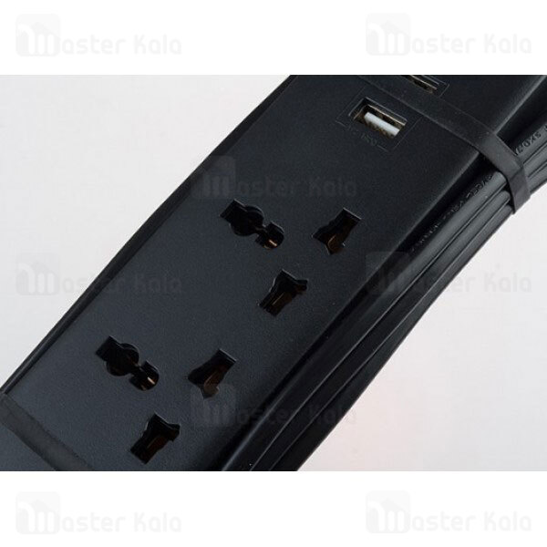 سه راهی برق و شارژر LJB-129 3Power Socket دارای 4 پورت USB