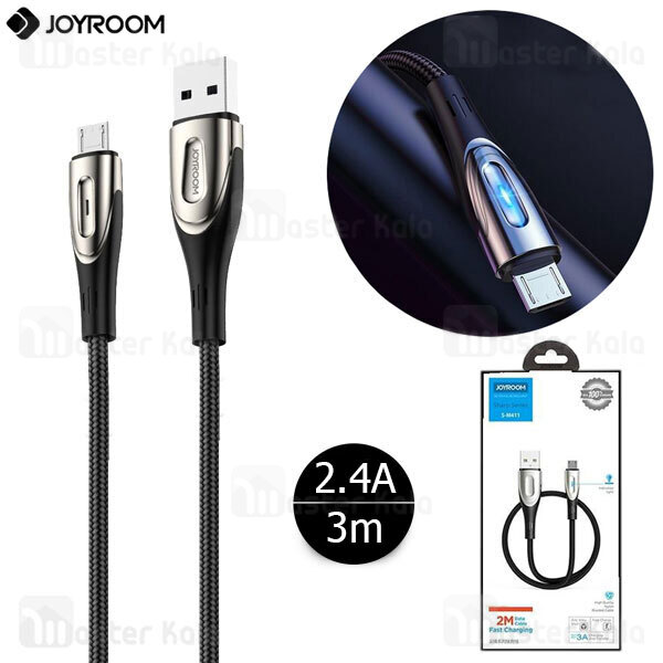 کابل میکرو یو اس بی جویروم Joyroom S-M411 Sharp Series طول 3 متر توان 2.4 آمپر