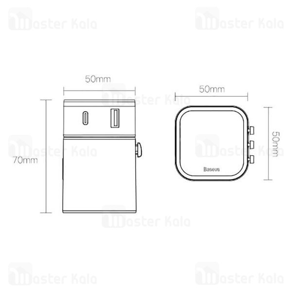 آداپتور دو پورت و مبدل برق چندکاره بیسوس Baseus Removable 2 in 1 Universal Adapter PPS TZPPS-01